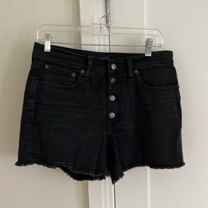 Black denim shorts